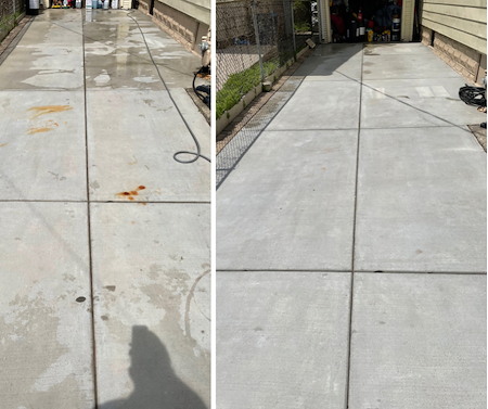 Driveway washing how to remove oil spots rust and shadowing without damaging concrete