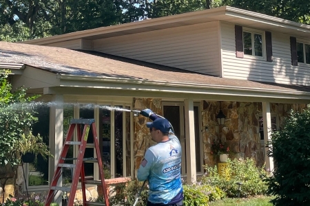 Soft wash cleaning vinyl siding home aurora il